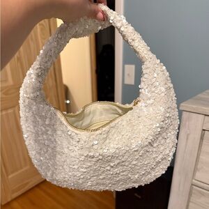 Anthropologie Ivory Sequin Mini Bag